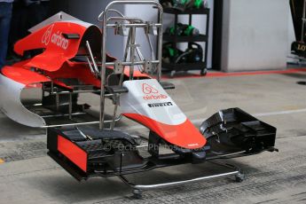 World © Octane Photographic Ltd. Manor Marussia F1 Team MR03B bodywork, nose and front wing. Thursday 18th June 2015, F1 Austrian GP Paddock, Red Bull Ring, Spielberg, Austria. Digital Ref: 1302LB1D4503