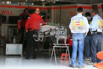 World © Octane Photographic Ltd. Manor Marussia F1 Team MR03B front brakes and suspension – William Stevens. Thursday 18th June 2015, F1 Austrian GP Paddock, Red Bull Ring, Spielberg, Austria. Digital Ref: 1302LB1D4508