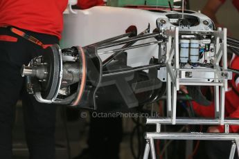 World © Octane Photographic Ltd. Manor Marussia F1 Team MR03B front brakes and suspension – William Stevens. Thursday 18th June 2015, F1 Austrian GP Paddock, Red Bull Ring, Spielberg, Austria. Digital Ref: 1302LB1D4513