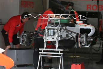 World © Octane Photographic Ltd. Manor Marussia F1 Team MR03B front brakes and suspension – Roberto Merhi. Thursday 18th June 2015, F1 Austrian GP Paddock, Red Bull Ring, Spielberg, Austria. Digital Ref: 1302LB1D4517