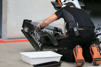 World © Octane Photographic Ltd. Sahara Force India VJM08 front wing setting. Thursday 18th June 2015, F1 Austrian GP Paddock, Red Bull Ring, Spielberg, Austria. Digital Ref: 1302LB1D4650