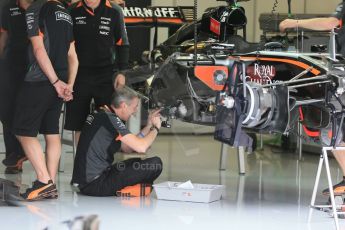 World © Octane Photographic Ltd. Sahara Force India VJM08 sidepod radiator detail. Thursday 18th June 2015, F1 Austrian GP Paddock, Red Bull Ring, Spielberg, Austria. Digital Ref: 1302LB1D4654