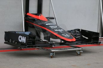 World © Octane Photographic Ltd. McLaren Honda MP4/30 long nose and front wing. Thursday 18th June 2015, F1 Austrian GP Paddock, Red Bull Ring, Spielberg, Austria. Digital Ref: 1302LB1D4659