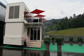 World © Octane Photographic Ltd. Honda Racing pit building (motorhome). Thursday 18th June 2015, F1 Paddock, Red Bull Ring, Spielberg, Austria. Digital Ref: 1302LW1L2474