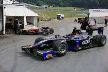 World © Octane Photographic Ltd. Thursday 18th June 2015, GP2-GP3 Austrian GP Paddock, Red Bull Ring, Spielberg, Austria, Daiko Team Lazarus - Zoel Amberg and Campos Racing - Samin Gomez. Digital Ref: 1301CB5D4637