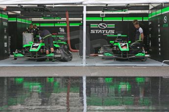 World © Octane Photographic Ltd. Thursday 18th June 2015, GP3 Austrian GP Paddock, Red Bull Ring, Spielberg, Austria, Status GP garage in the rain. Digital Ref:
