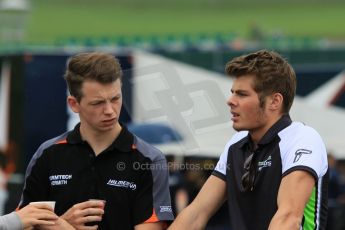 World © Octane Photographic Ltd. Thursday 18th June 2015, GP2 Austrian GP Paddock, Red Bull Ring, Spielberg, Austria, Hilmer Motorsport - Nick Yelloly and Status GP - Seb Morris. Digital Ref: