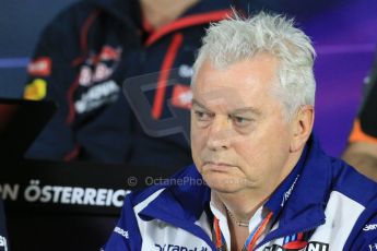 World © Octane Photographic Ltd. FIA Team Personnel Press Conference. Friday 19th June 2015, F1 Austrian GP, Red Bull Ring, Spielberg, Austria. Williams Martini Racing Chief Technical Officer – Pat Symonds. Digital Ref: 1308LB1D6917