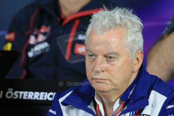 World © Octane Photographic Ltd. FIA Team Personnel Press Conference. Friday 19th June 2015, F1 Austrian GP, Red Bull Ring, Spielberg, Austria. Williams Martini Racing Chief Technical Officer – Pat Symonds. Digital Ref: 1308LB1D6946