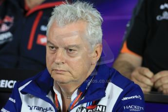 World © Octane Photographic Ltd. FIA Team Personnel Press Conference. Friday 19th June 2015, F1 Austrian GP, Red Bull Ring, Spielberg, Austria. Williams Martini Racing Chief Technical Officer – Pat Symonds. Digital Ref: 1308LB1D6953