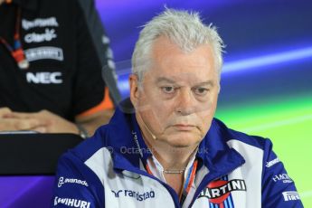 World © Octane Photographic Ltd. FIA Team Personnel Press Conference. Friday 19th June 2015, F1 Austrian GP, Red Bull Ring, Spielberg, Austria. Williams Martini Racing Chief Technical Officer – Pat Symonds. Digital Ref: 1308LB1D6979