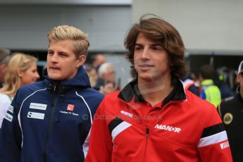 World © Octane Photographic Ltd. Sauber F1 Team C34-Ferrari – Marcus Ericsson and Manor Marussia F1 Team MR03B – Roberto Merhi. Sunday 21st June 2015, F1 Austrian GP Grid, Red Bull Ring, Spielberg, Austria. Digital Ref: 1318LB1D9318