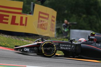 World © Octane Photographic Ltd. McLaren Honda MP4/30 - Jenson Button. Friday 19th June 2015, F1 Austrian GP Practice 1, Red Bull Ring, Spielberg, Austria. Digital Ref: 1304LB1D5161