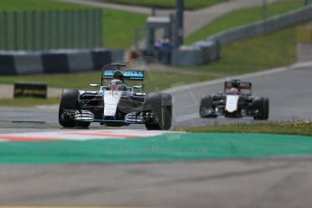 World © Octane Photographic Ltd. Mercedes AMG Petronas F1 W06 Hybrid – Lewis Hamilton and Sahara Force India VJM08 – Nico Hulkenberg. Friday 19th June 2015, F1 Austrian GP Practice 1, Red Bull Ring, Spielberg, Austria. Digital Ref: 1304LB1D5343