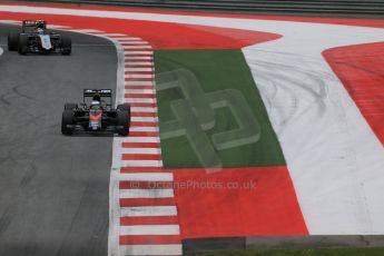 World © Octane Photographic Ltd. McLaren Honda MP4/30 – Fernando Alonso and Sahara Force India VJM08 – Sergio Perez. . Saturday 20th June 2015, F1 Austrian GP Qualifying, Red Bull Ring, Spielberg, Austria. Digital Ref: 1312LB1D8311