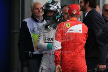 World © Octane Photographic Ltd. Mercedes AMG Petronas F1 W06 Hybrid – Nico Rosberg walks back to the pits by Sebastian Vettel. Saturday 20th June 2015, F1 Qualifying, Red Bull Ring, Spielberg, Austria. Digital Ref: 1312LB1D8388