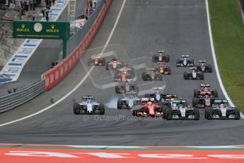 World © Octane Photographic Ltd. Mercedes AMG Petronas F1 W06 Hybrid – Lewis Hamilton and Nico Rosberg. Sunday 21st June 2015, F1 Austrian GP Race, Red Bull Ring, Spielberg, Austria. Digital Ref: 1319LB1D9388