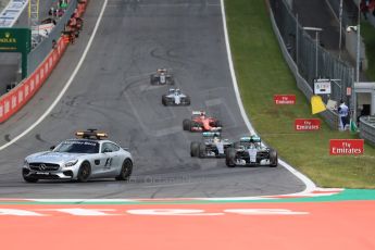 World © Octane Photographic Ltd. Mercedes AMG Petronas F1 W06 Hybrid – Nico Rosberg behind safety car. Sunday 21st June 2015, F1 Race, Red Bull Ring, Spielberg, Austria. Digital Ref: 1319LB1D9639