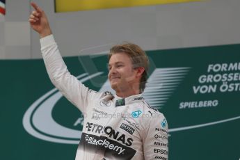 World © Octane Photographic Ltd. Mercedes AMG Petronas F1 W06 Hybrid – Nico Rosberg. Sunday 21st June 2015, F1 Race Podium, Red Bull Ring, Spielberg, Austria. Digital Ref: 1320LB1D0082