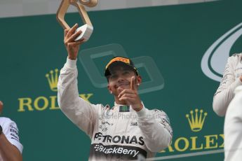 World © Octane Photographic Ltd. Mercedes AMG Petronas F1 W06 Hybrid – Lewis Hamilton. Sunday 21st June 2015, F1 Austrian GP Race Podium, Red Bull Ring, Spielberg, Austria. Digital Ref: 1320LB1D0128