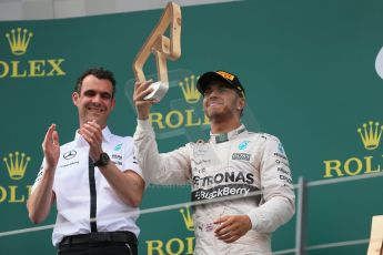 World © Octane Photographic Ltd. Mercedes AMG Petronas F1 W06 Hybrid – Lewis Hamilton. Sunday 21st June 2015, F1 Austrian GP Race Podium, Red Bull Ring, Spielberg, Austria. Digital Ref: 1320LB1D0134