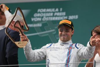 World © Octane Photographic Ltd. Williams Martini Racing FW37 – Felipe Massa. Sunday 21st June 2015, F1 Austrian GP Race Podium, Red Bull Ring, Spielberg, Austria. Digital Ref: 1320LB1D0148
