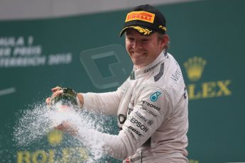World © Octane Photographic Ltd. Mercedes AMG Petronas F1 W06 Hybrid – Nico Rosberg. Sunday 21st June 2015, F1 Race Podium, Red Bull Ring, Spielberg, Austria. Digital Ref: 1320LB1D0193