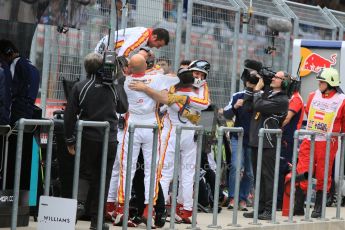 World © Octane Photographic Ltd. Sunday 21st June 2015. Campos Racing team celebrating. GP2 Race 2 – Red Bull Ring, Spielberg, Austria. Digital Ref. : 1317CB7D7054