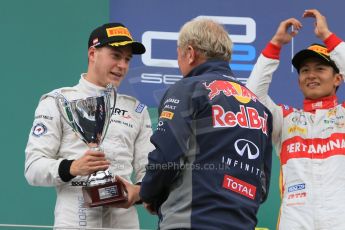 World © Octane Photographic Ltd. Sunday 21st June 2015. ART Grand Prix – Stoffel Vandoorne and dr.Helmut Marko. GP2 Race 2 – Red Bull Ring, Spielberg, Austria. Digital Ref. : 1317CB7D7306