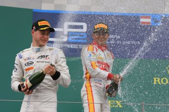 World © Octane Photographic Ltd. Sunday 21st June 2015. Campos Racing – Rio Haryanto and ART Grand Prix – Stoffel Vandoorne. GP2 Race 2 – Red Bull Ring, Spielberg, Austria. Digital Ref. : 1317CB7D7378