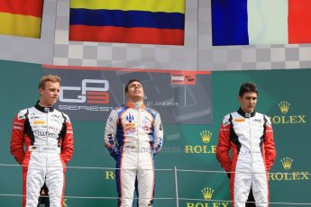 World © Octane Photographic Ltd. Sunday 21st June 2015. Trident – Oscar Tunjo (1st), ART Grand Prix – Marvin Kirchhofer (2nd) and Esteban Ocon (3rd - later disqualified). GP3 Race 2 – Red Bull Ring, Spielberg, Austria. Digital Ref. : 1316CB7D6912