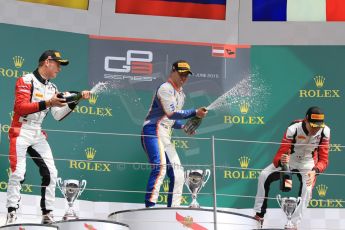 World © Octane Photographic Ltd. Sunday 21st June 2015. Trident – Oscar Tunjo (1st), ART Grand Prix – Marvin Kirchhofer (2nd) and Esteban Ocon (3rd - later disqualified). GP3 Race 2 – Red Bull Ring, Spielberg, Austria. Digital Ref. : 1316CB7D6987