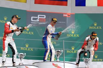 World © Octane Photographic Ltd. Sunday 21st June 2015. Trident – Oscar Tunjo (1st), ART Grand Prix – Marvin Kirchhofer (2nd) and Esteban Ocon (3rd - later disqualified). GP3 Race 2 – Red Bull Ring, Spielberg, Austria. Digital Ref. : 1316CB7D6987