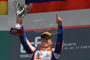 World © Octane Photographic Ltd. Sunday 21st June 2015. Trident – Oscar Tunjo. GP3 Race 2 – Red Bull Ring, Spielberg, Austria. Digital Ref. : 1316LB1D8974