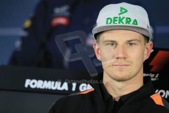 World © Octane Photographic Ltd. Sahara Force India VJM08 – Nico Hulkenberg. Thursday 18th June 2015, F1 Austrian GP Thursday Drivers’ Press Conference, Red Bull Ring, Spielberg, Austria. Digital Ref: 1303LB1D4905