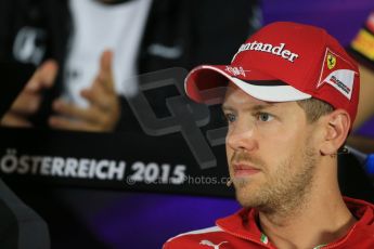 World © Octane Photographic Ltd. Scuderia Ferrari SF15-T– Sebastian Vettel. Thursday 18th June 2015, F1 Austrian GP Thursday Drivers’ Press Conference, Red Bull Ring, Spielberg, Austria. Digital Ref: 1303LB1D4927