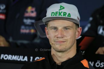 World © Octane Photographic Ltd. Sahara Force India VJM08 – Nico Hulkenberg. Thursday 18th June 2015, F1 Austrian GP Thursday Drivers’ Press Conference, Red Bull Ring, Spielberg, Austria. Digital Ref: 1303LB1D4974