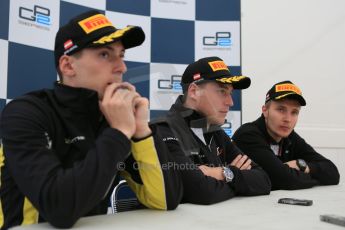 World © Octane Photographic Ltd. Saturday 20th June 2015. ART Grand Prix – Stoffel Vandoorne, Rapax – Sergey Sirotkin and DAMS – Alex Lynn. GP2 Race 1 - Press Conference – Red Bull Ring, Spielberg, Austria. Digital Ref. : 1313CB5D5299