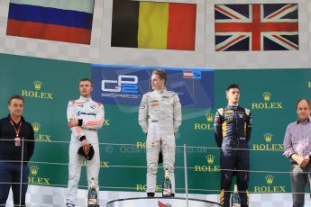 World © Octane Photographic Ltd. Saturday 20th June 2015. ART Grand Prix – Stoffel Vandoorne, Rapax – Sergey Sirotkin and DAMS – Alex Lynn. GP2 Race 1 - Podium– Red Bull Ring, Spielberg, Austria. Digital Ref. : 1313CB7D6542