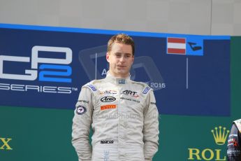 World © Octane Photographic Ltd. Saturday 20th June 2015. ART Grand Prix – Stoffel Vandoorne. GP2 Race 1 - Podium– Red Bull Ring, Spielberg, Austria. Digital Ref. : 1313CB7D6549