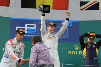 World © Octane Photographic Ltd. Saturday 20th June 2015. ART Grand Prix – Stoffel Vandoorne, Rapax – Sergey Sirotkin and DAMS – Alex Lynn. GP2 Race 1 - Podium– Red Bull Ring, Spielberg, Austria. Digital Ref. : 1313CB7D6556
