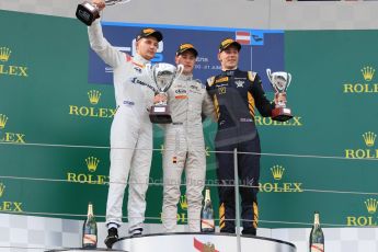 World © Octane Photographic Ltd. Saturday 20th June 2015. ART Grand Prix – Stoffel Vandoorne, Rapax – Sergey Sirotkin and DAMS – Alex Lynn. GP2 Race 1 - Podium– Red Bull Ring, Spielberg, Austria. Digital Ref. : 1313CB7D6594