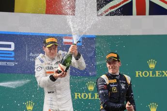 World © Octane Photographic Ltd. Saturday 20th June 2015. ART Grand Prix – Stoffel Vandoorne and DAMS – Alex Lynn. GP2 Race 1 - Podium– Red Bull Ring, Spielberg, Austria. Digital Ref. : 1313CB7D6611