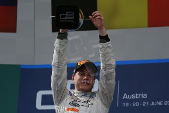 World © Octane Photographic Ltd. Saturday 20th June 2015. ART Grand Prix – Stoffel Vandoorne. GP2 Race 1 - Podium– Red Bull Ring, Spielberg, Austria. Digital Ref. : 1313LB1D8504