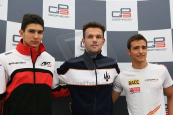 World © Octane Photographic Ltd. Saturday 20th June 2015. Trident – Luca Ghiotto (Pole), ART Grand Prix – Esteban Ocon (2nd) and Campos Racing – Alex Palou (3rd). GP3 Qualifying Press Conference – Red Bull Ring, Spielberg, Austria. Digital Ref. :