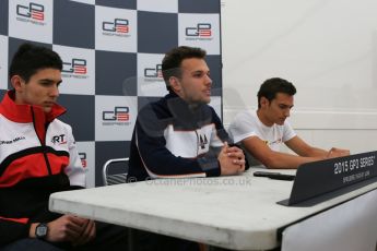 World © Octane Photographic Ltd. Saturday 20th June 2015. Trident – Luca Ghiotto (Pole), ART Grand Prix – Esteban Ocon (2nd) and Campos Racing – Alex Palou (3rd). GP3 Qualifying Press Conference – Red Bull Ring, Spielberg, Austria. Digital Ref. :