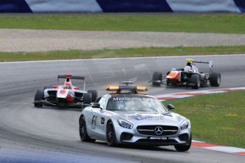 World © Octane Photographic Ltd. Saturday 20th June 2015. The Mercedes AMG GTs Safety car leads ART Grand Prix – Esteban Ocon and Trident – Luca Ghiotto. GP3 Race 1 – Red Bull Ring, Spielberg, Austria. Digital Ref. : 1314CB7D6771