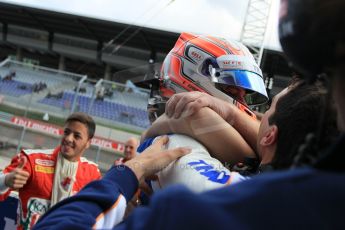 World © Octane Photographic Ltd. Saturday 20th June 2015. Trident – Luca Ghiotto (1st). GP3 Race 1Parc Ferme – Red Bull Ring, Spielberg, Austria. Digital Ref. : 1314LW1L3728