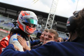 World © Octane Photographic Ltd. Saturday 20th June 2015. Trident – Luca Ghiotto (1st). GP3 Race 1Parc Ferme – Red Bull Ring, Spielberg, Austria. Digital Ref. : 1314LW1L3733