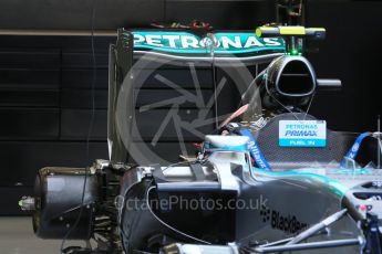 World © Octane Photographic Ltd. Mercedes AMG Petronas F1 W06 Hybrid rear wing– Nico Rosberg. Friday 21st August 2015, F1 Belgian GP Pitlane, Spa-Francorchamps, Belgium. Digital Ref: 1379LB1D7433